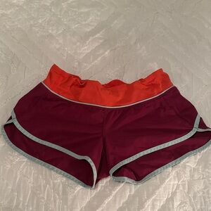 Lululemon Athletica Burgundy and Orange Athletic Shorts